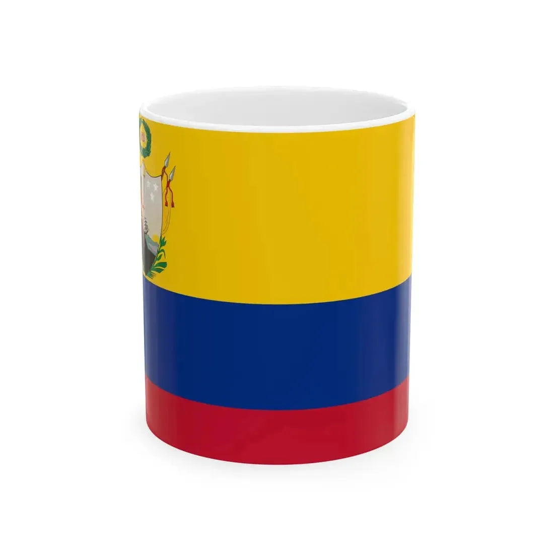 Primera bandera de la Gran Colombia con proporciones historiograficas venezolanas (Colombia) White Coffee Mug 11oz - Go Mug Yourself