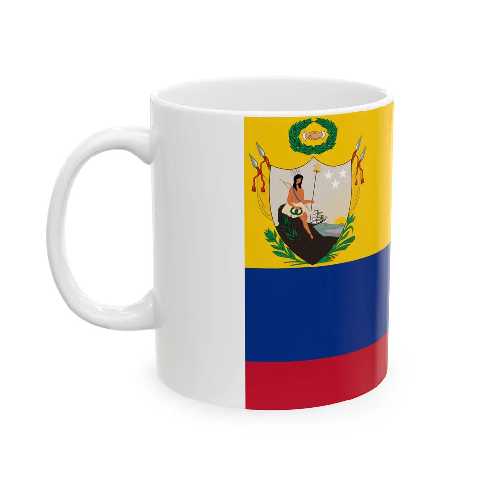 Primera bandera de la Gran Colombia con proporciones historiograficas venezolanas (Colombia) White Coffee Mug - Go Mug Yourself