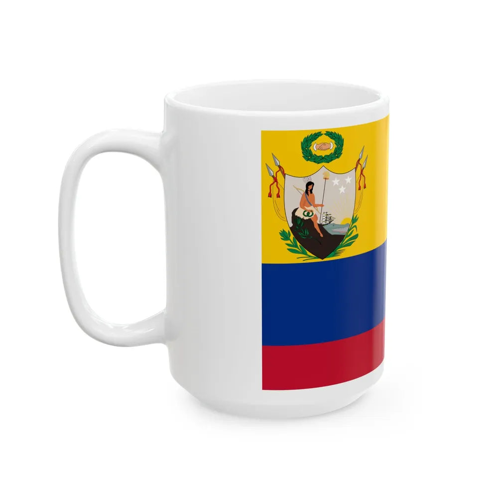 Primera bandera de la Gran Colombia con proporciones historiograficas venezolanas (Colombia) White Coffee Mug - Go Mug Yourself