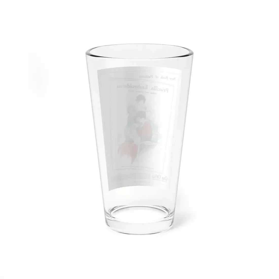 Priscilla Embroideries adv, The Modern Priscilla, June 1916 (Magazine Illustration) Pint Glass 16oz - Go Mug Yourself