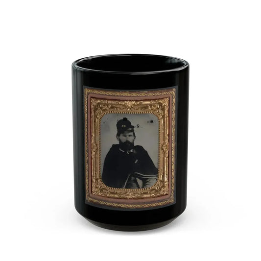 Private Archibald D. Council Of Co. K, 18th North Carolina Infantry Regiment, In Uniform And Wrapped With Hospital Blanket (U.S. Civil War) Black Coffee Mug 15oz - Go Mug Yourself