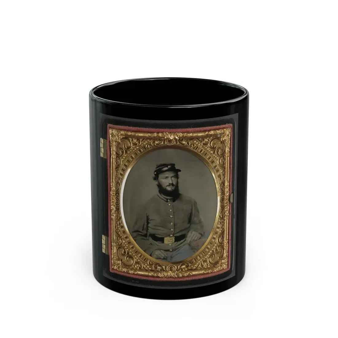 Private Raymond Gause Or Gouse Of Co. B, 22nd Pennsylvania Cavalry Regiment, In Uniform (U.S. Civil War) Black Coffee Mug 11oz - Go Mug Yourself