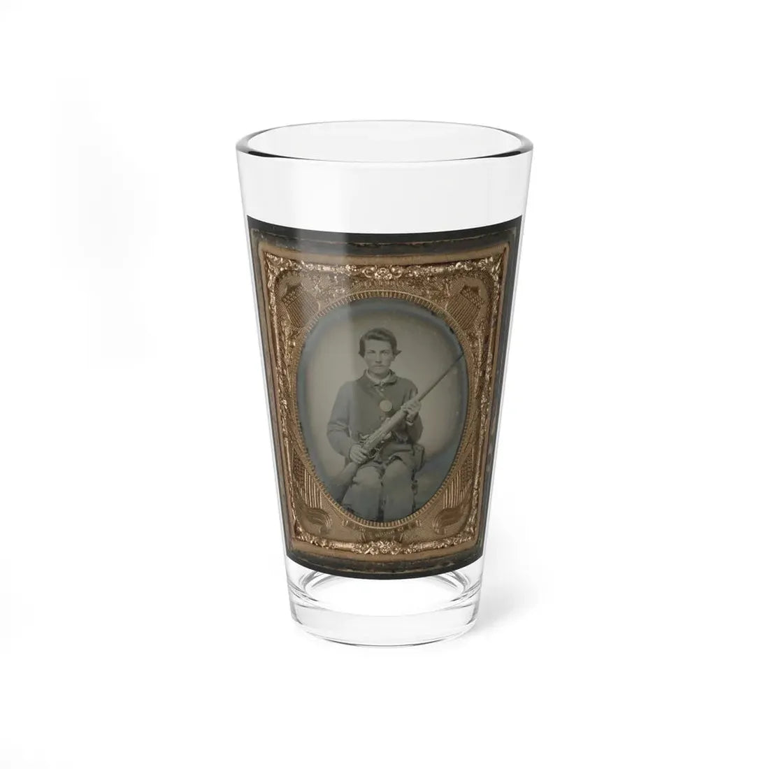 Private Samuel Wires Of Company K, 137th Indiana Infantry Regiment, With Musket (U.S. Civil War) Pint Glass 16oz 16oz - Go Mug Yourself