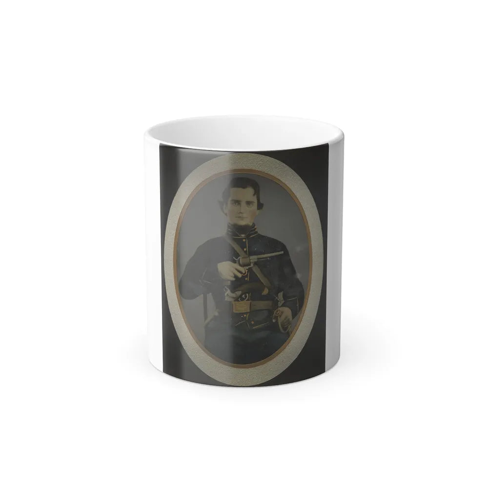 Private Silas York of Co. F, 5Th Illinois Cavalry Regiment, With Single Shot Percussion Pistol, Lefaucheux Revolver, and Sword (U.S. Civil War) Color Changing Coffee Mug 11oz-11oz-Go Mug Yourself