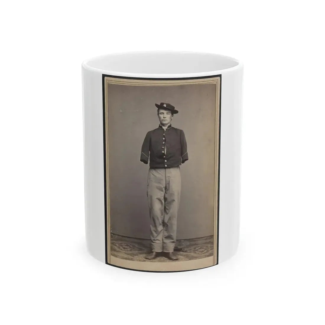 Private William Sargent Of Co. E, 53rd Pennsylvania Infantry Regiment, In Uniform, After The Amputation Of Both Arms (U.S. Civil War) White Coffee Mug 11oz - Go Mug Yourself