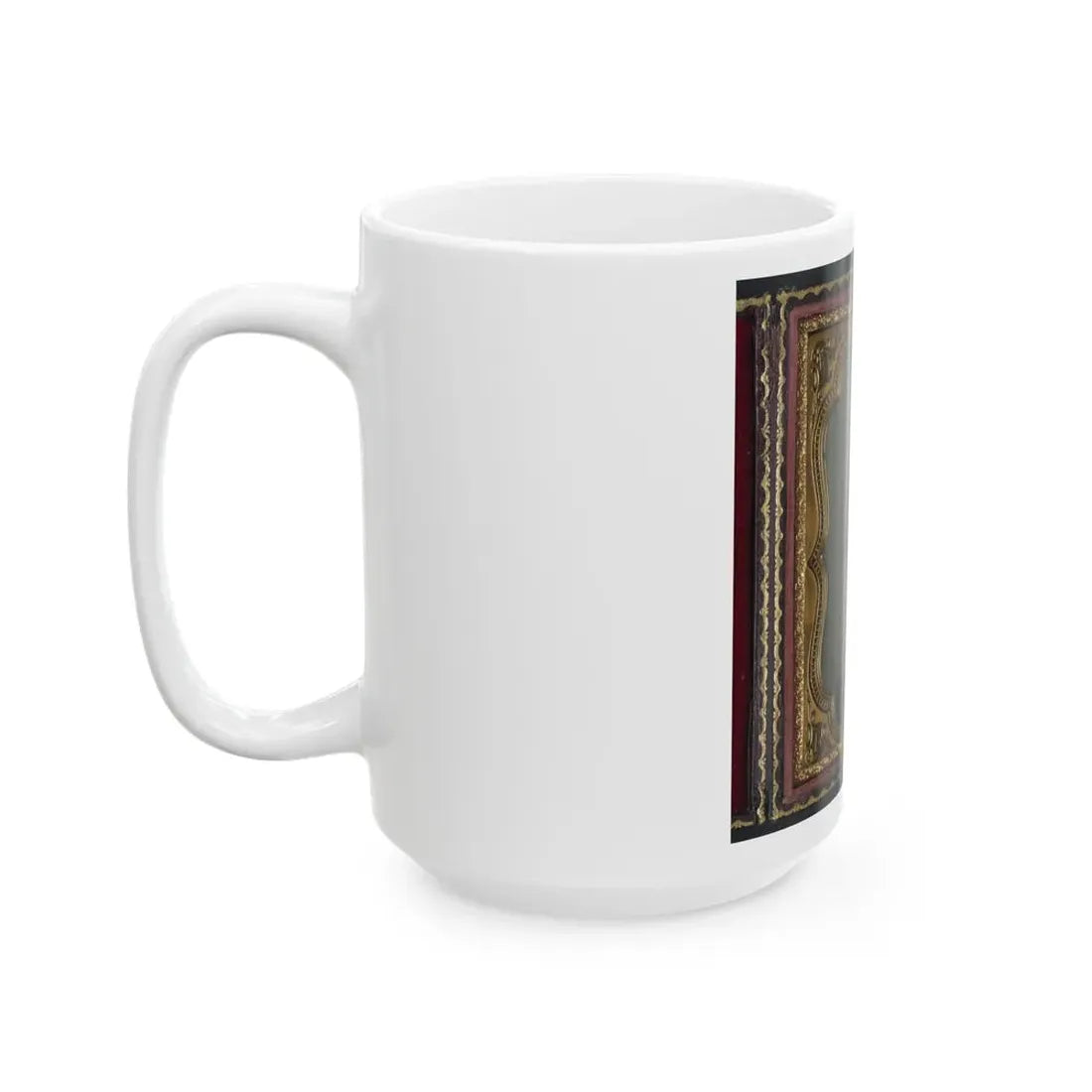 Private William V. Haines Of Company H, 49th Ohio Infantry Regiment, In Uniform And Ohio Volunteer Militia Belt Buckle With Drum (U.S. Civil War) White Coffee Mug - Go Mug Yourself
