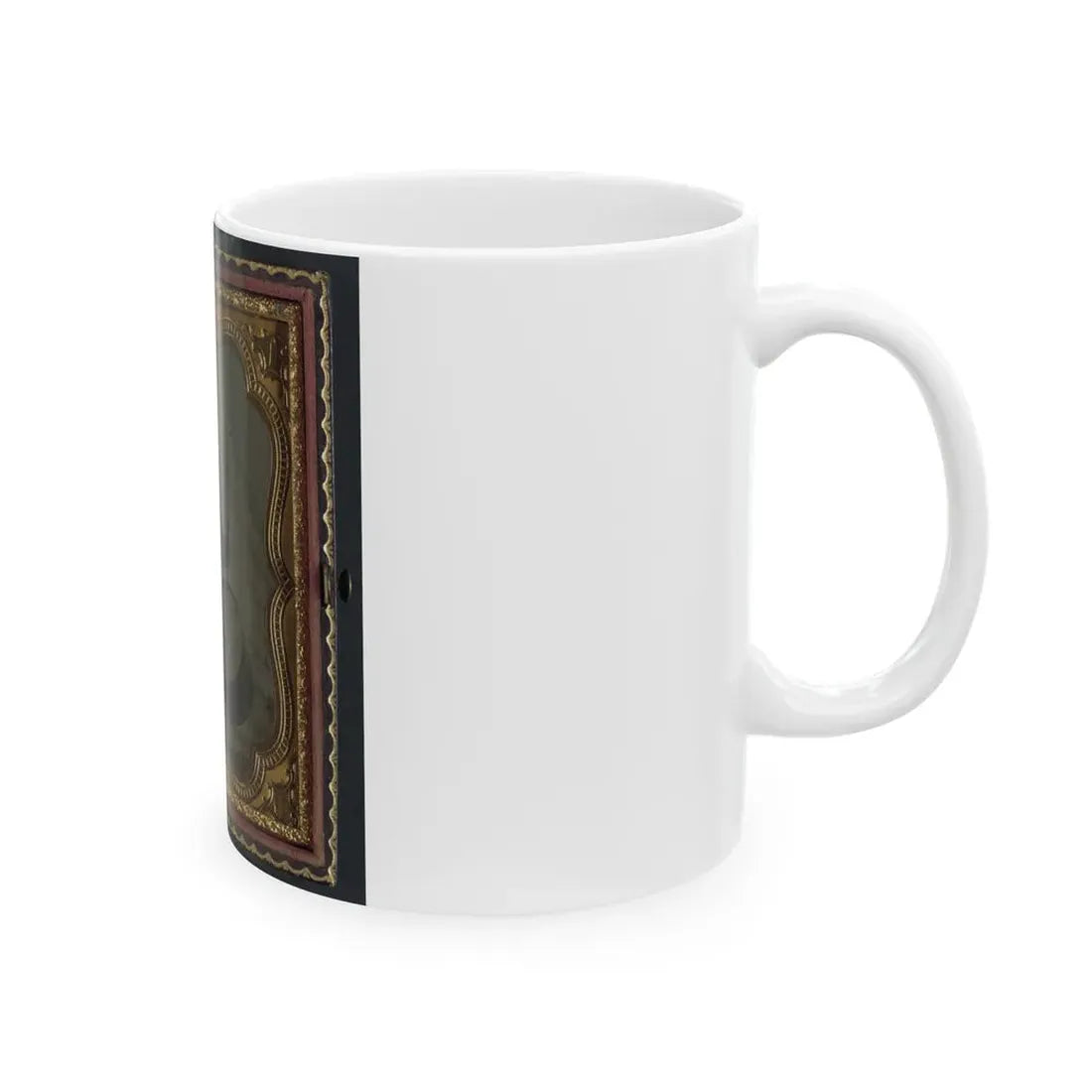 Private William V. Haines Of Company H, 49th Ohio Infantry Regiment, In Uniform And Ohio Volunteer Militia Belt Buckle With Drum (U.S. Civil War) White Coffee Mug - Go Mug Yourself