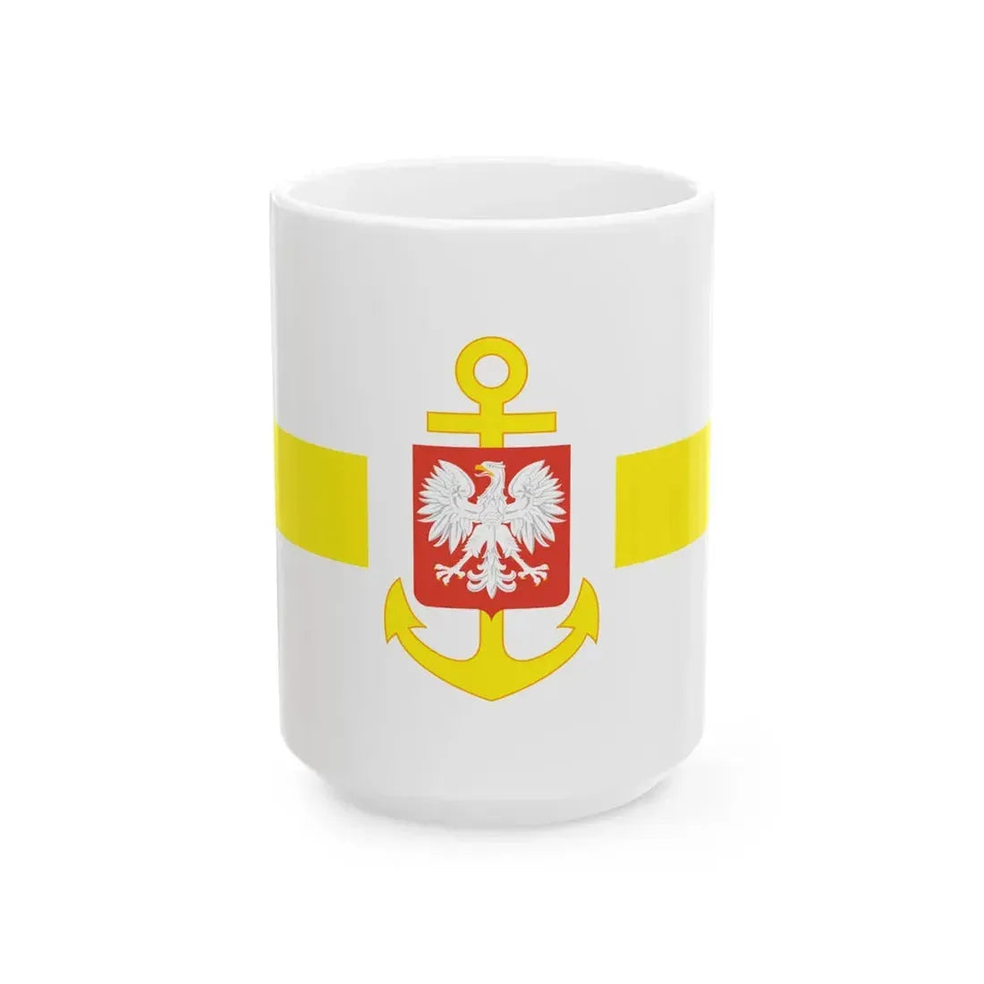 PRL service flag yellow (Poland) White Coffee Mug 15oz - Go Mug Yourself