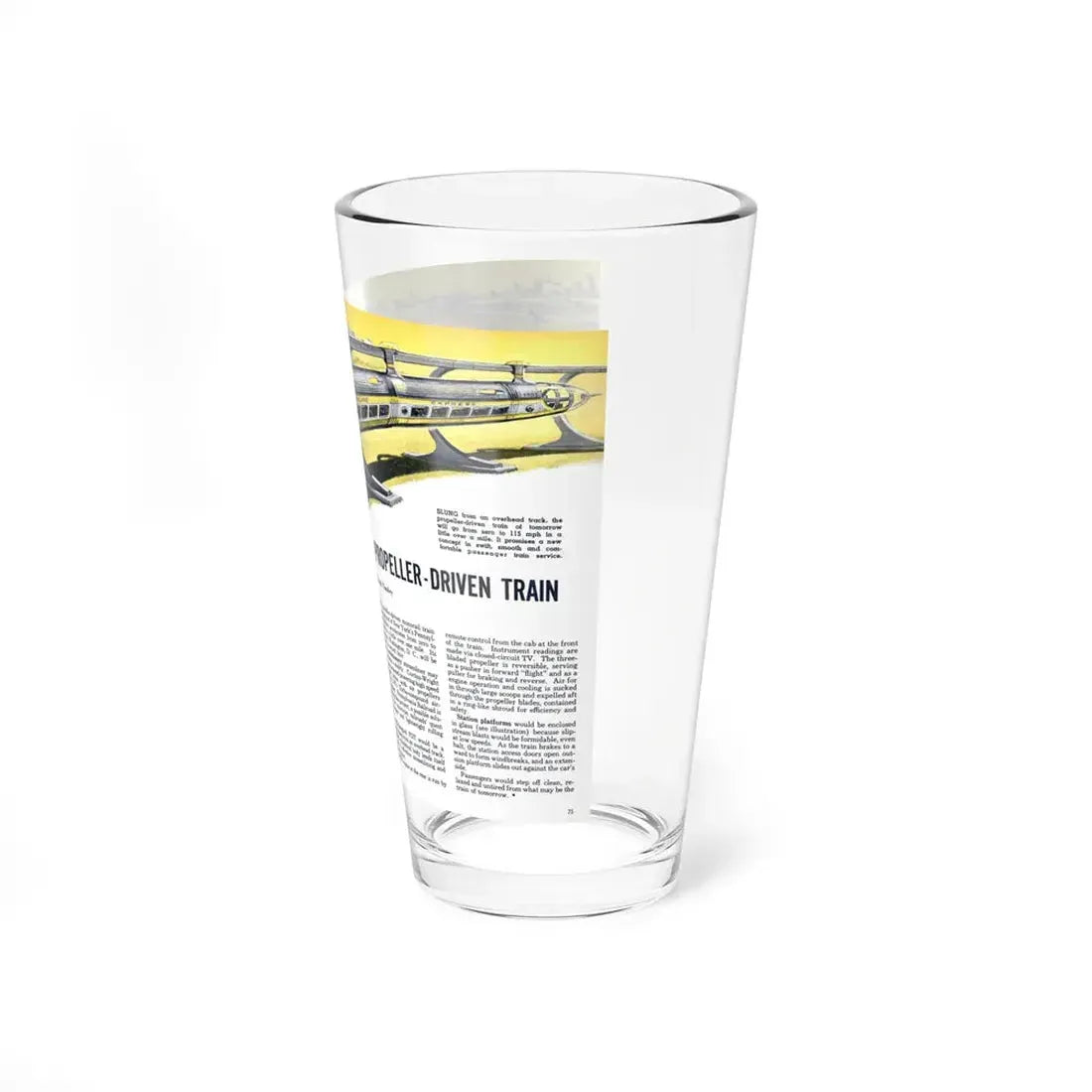Propeller-Driven Train, 1958 (Magazine Illustration) Pint Glass 16oz - Go Mug Yourself
