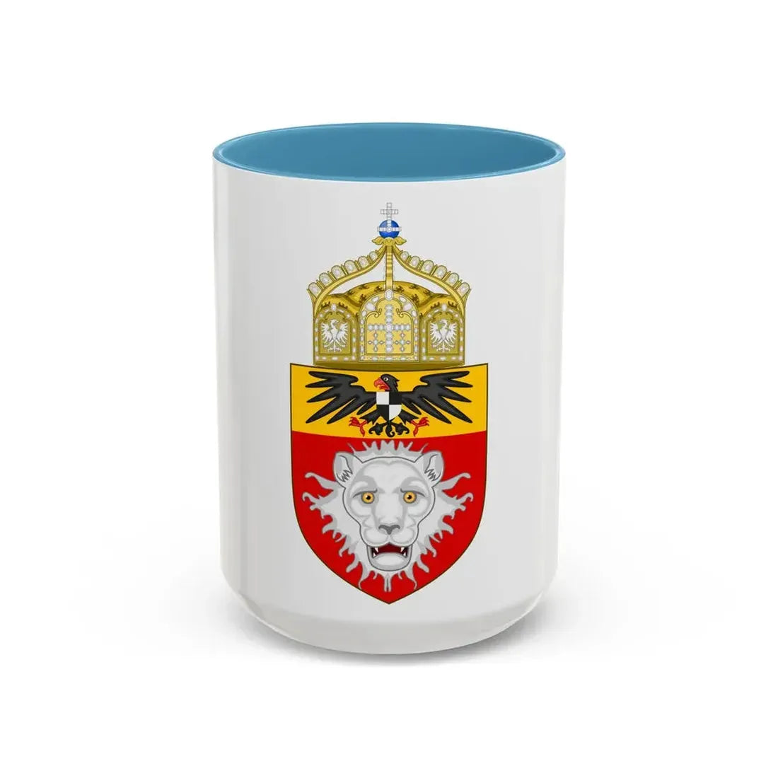 Proposed Coat of Arms East Africa 1914 - Accent Coffee Mug 15oz Light Blue - Go Mug Yourself