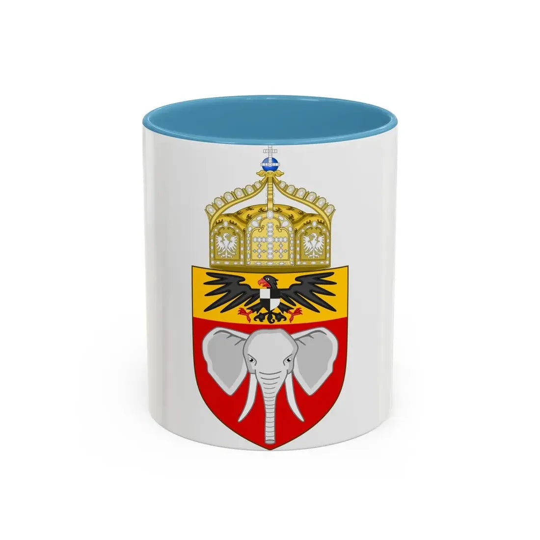 Proposed Coat of Arms Kamerun 1914 - Accent Coffee Mug 11oz Light Blue - Go Mug Yourself