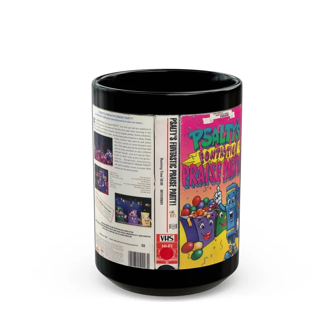 PSALTYS FUNTASTIC PRAISE PARTY (VHS COVER) - Black Coffee Mug 15oz - Go Mug Yourself