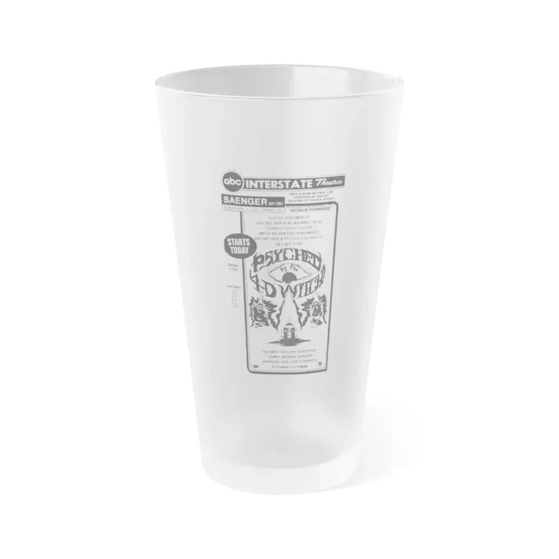 PSYCHED BY THE 4D WITCH 1973 Movie Poster - Frosted Pint Glass 16oz Default Title - Go Mug Yourself