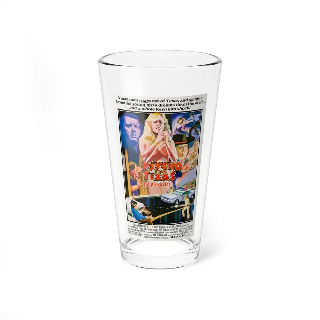 PSYCHO FROM TEXAS (WHEELER) 1975 Movie Poster - Pint Glass 16oz 16oz - Go Mug Yourself