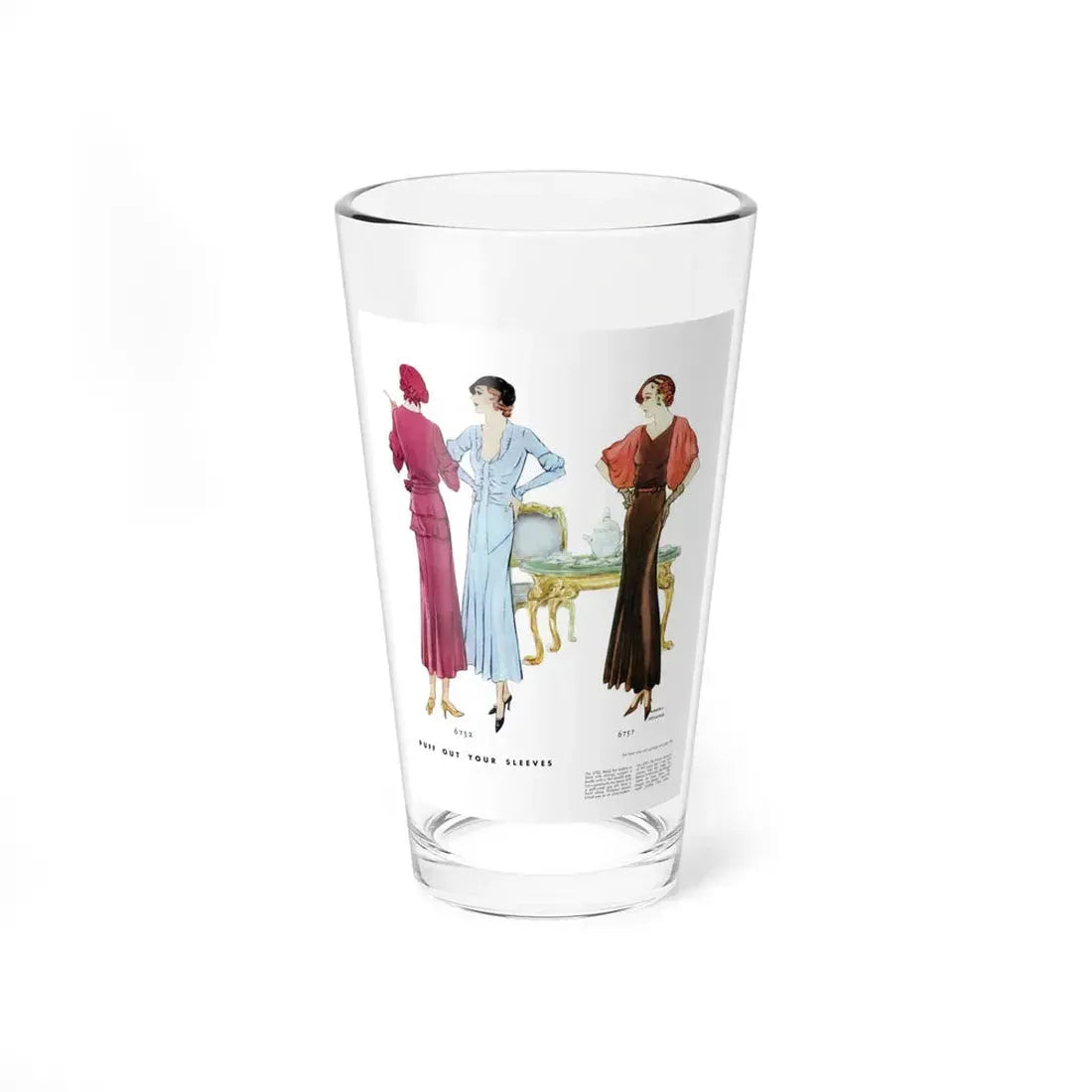 Puff Out Your Sleeves, McCall's, December 1931 (Magazine Illustration) Pint Glass 16oz 16oz - Go Mug Yourself