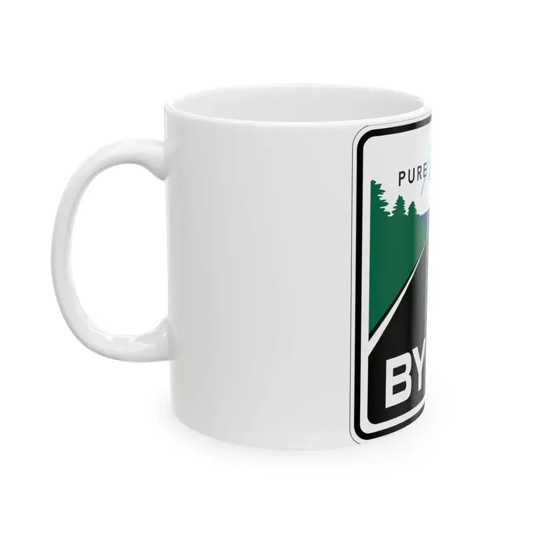 Pure Michigan Byway (Michigan) (Road Sign) White Coffee Mug - Go Mug Yourself