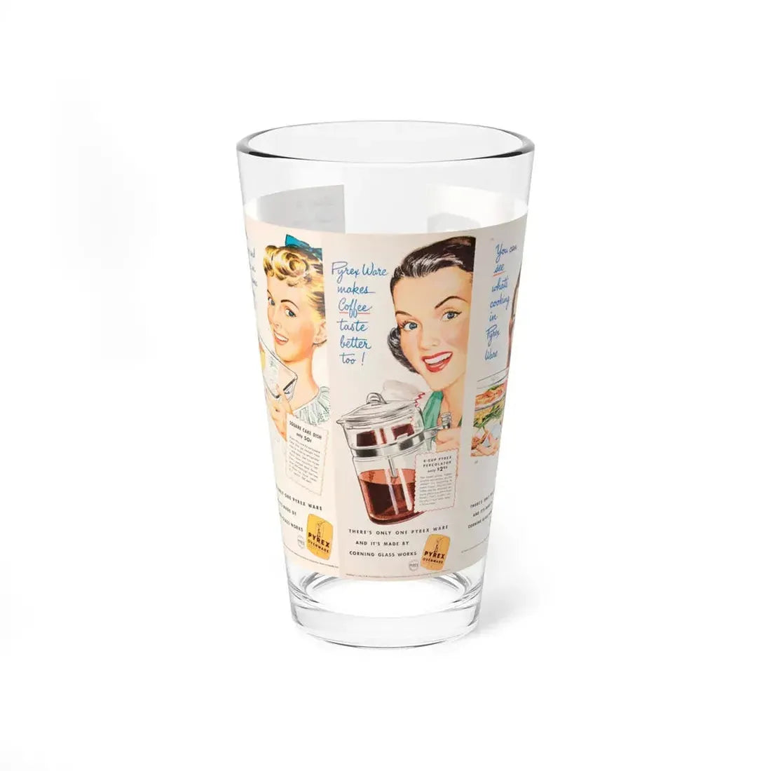 Pyrex 1940s ads (Magazine Illustration) Pint Glass 16oz 16oz - Go Mug Yourself