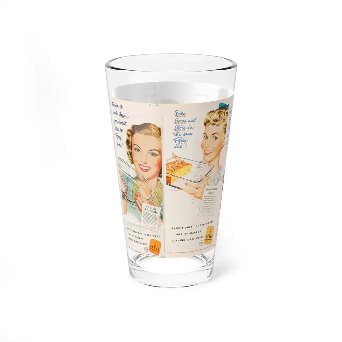 Pyrex 1940s ads (Magazine Illustration) Pint Glass 16oz - Go Mug Yourself
