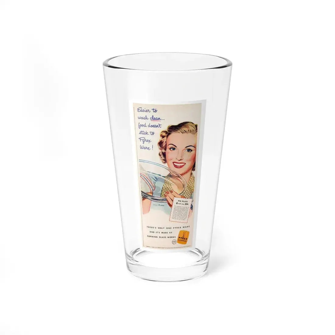 Pyrex, 1940s Food Ads (Magazine Illustration) Pint Glass 16oz 16oz - Go Mug Yourself