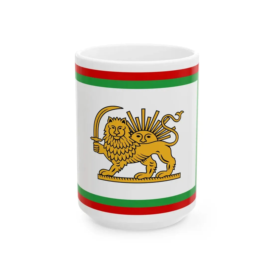 Qajar Naval Ensign (Iran) White Coffee Mug 15oz - Go Mug Yourself