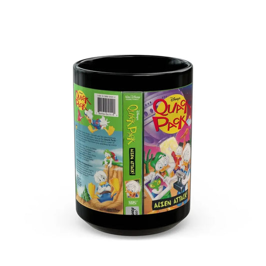 QUACK PACK ALIEN ATTACK (VHS COVER) - Black Coffee Mug 15oz - Go Mug Yourself