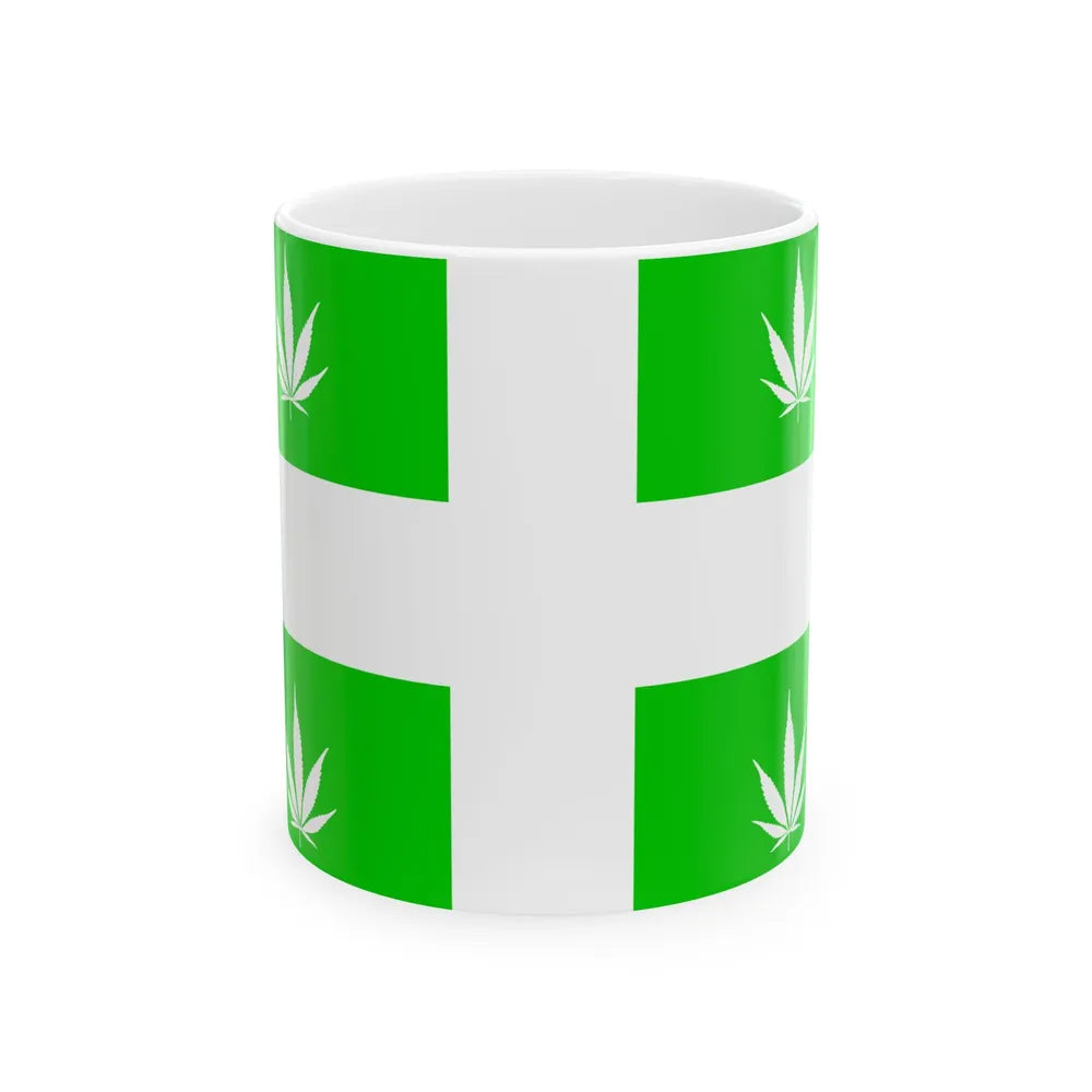 Quebec Weed Flag Var1 (Canada) White Coffee Mug 11oz - Go Mug Yourself