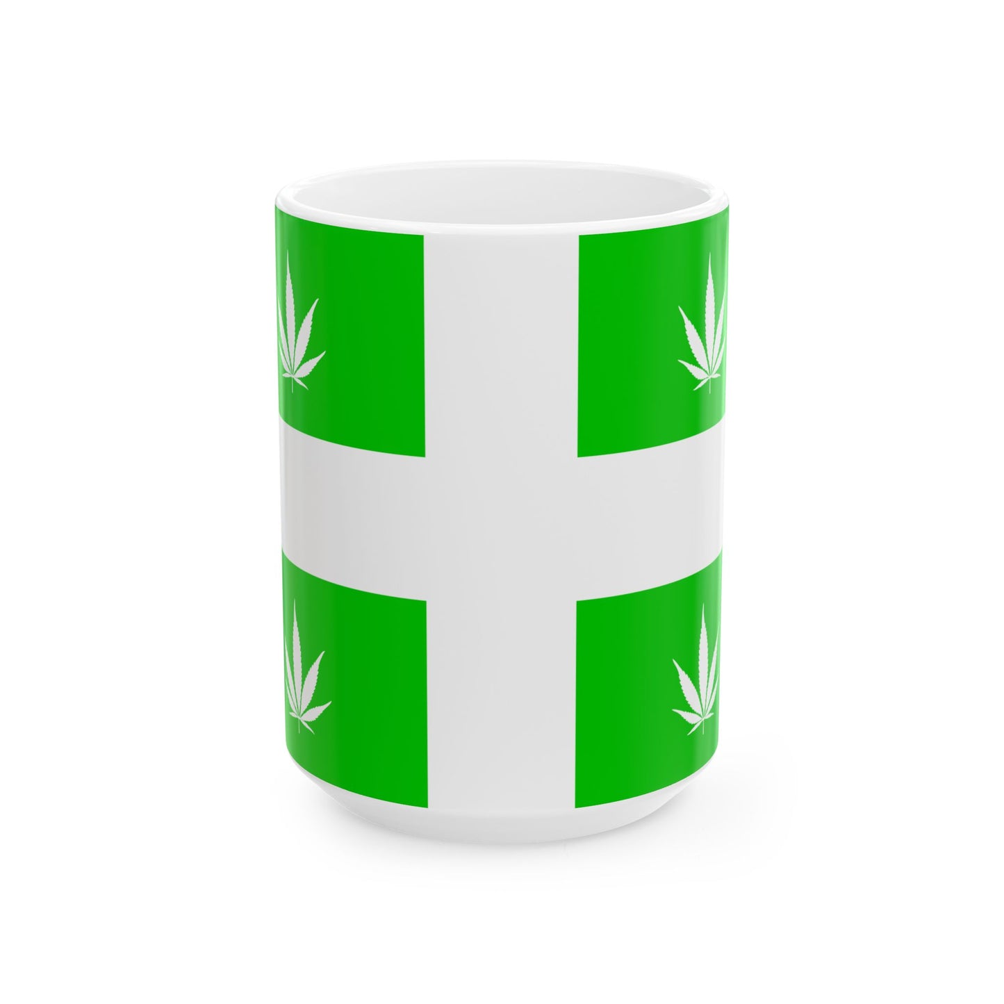 Quebec Weed Flag Var1 (Canada) White Coffee Mug-15oz-Go Mug Yourself