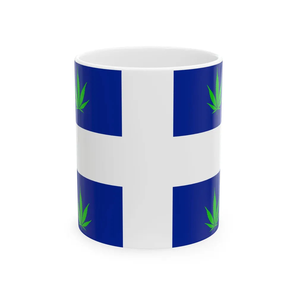 Quebec Weed Flag Var2 (Canada) White Coffee Mug 11oz - Go Mug Yourself