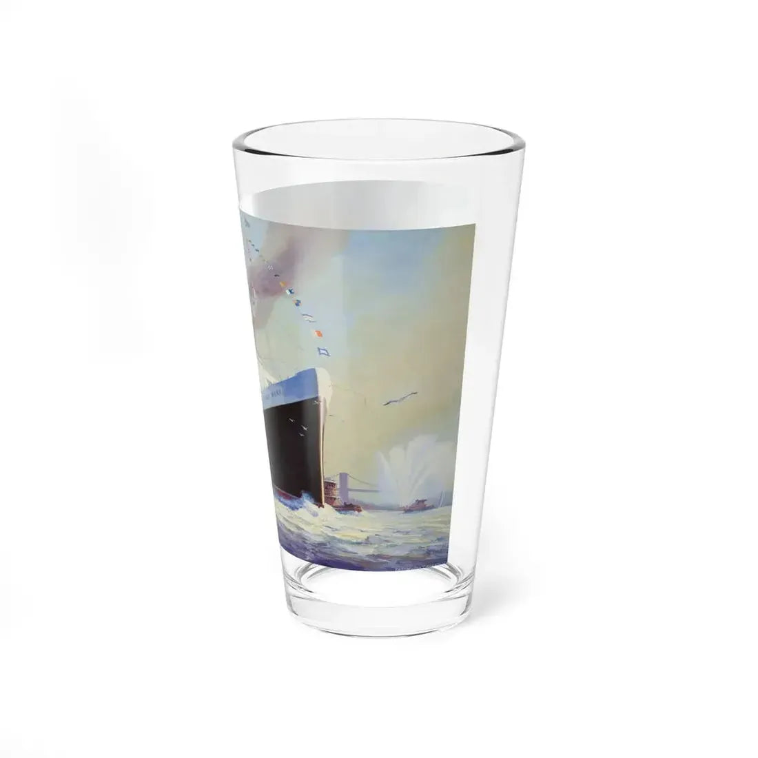 Queen Mary Leaving New York Harbor (Magazine Illustration) Pint Glass 16oz - Go Mug Yourself