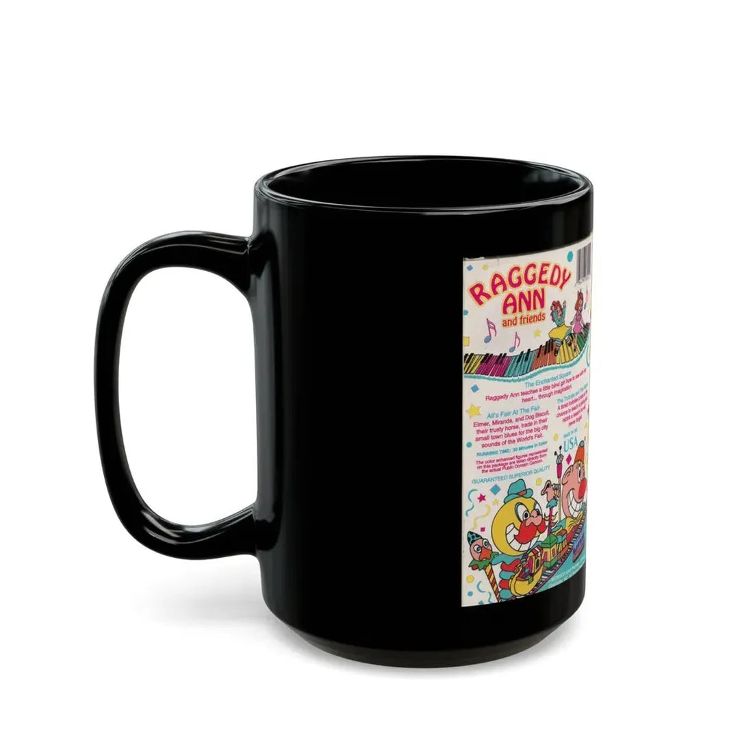 RAGGEDY ANN AND FRIENDS (VHS COVER) - Black Coffee Mug - Go Mug Yourself