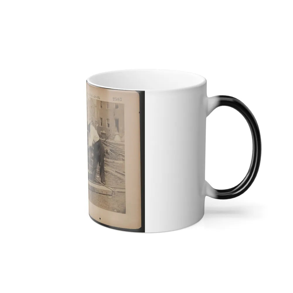 Railroad Construction Worker Straightening Track; Pile of Twisted Rails in Background. 1862-63 (U.S. Civil War) Color Changing Coffee Mug 11oz-Go Mug Yourself