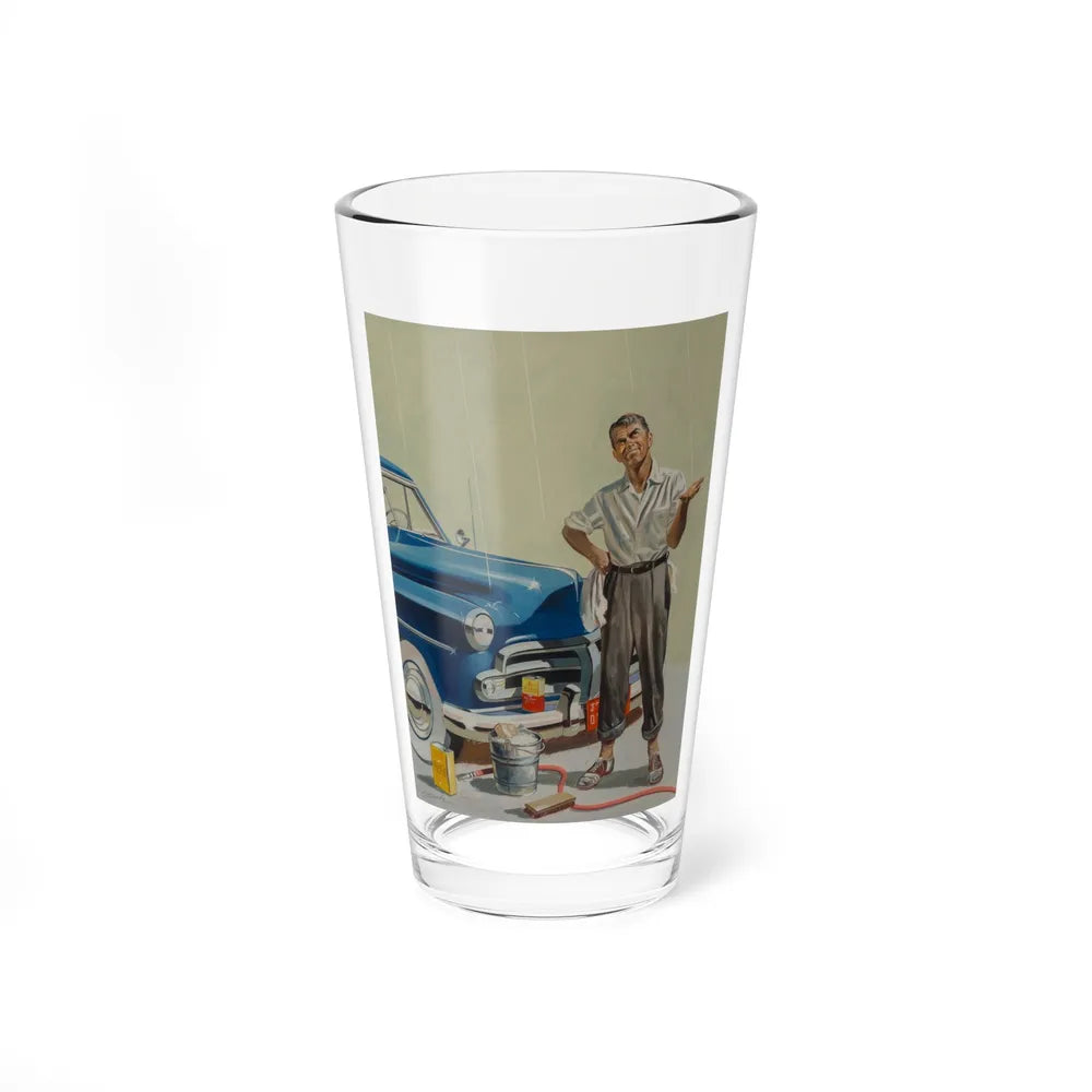 Raining Car Wash, American Weekly magazine cover, May 25, 1952 (Magazine Illustration) Pint Glass 16oz-16oz-Go Mug Yourself