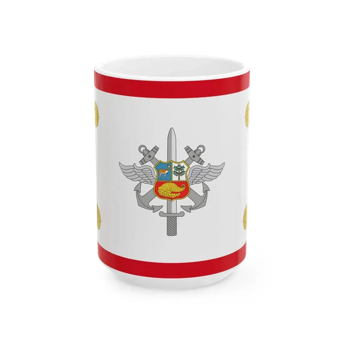 Rank flag for the Chief of the Joint Command Peru (Peru) White Coffee Mug 15oz - Go Mug Yourself