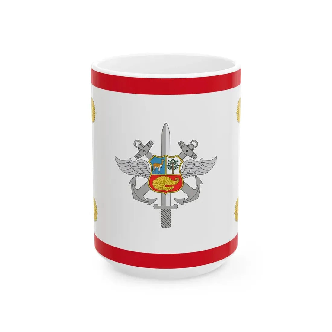 Rank flag for the Chief of the Joint Command Peru (Peru) White Coffee Mug 15oz - Go Mug Yourself