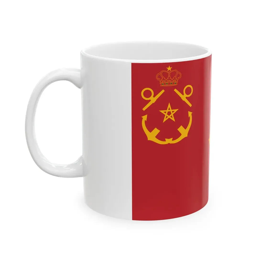 Rank flag of the Royal Moroccan Navy - Admiral ornamented crown (Morocco) White Coffee Mug - Go Mug Yourself
