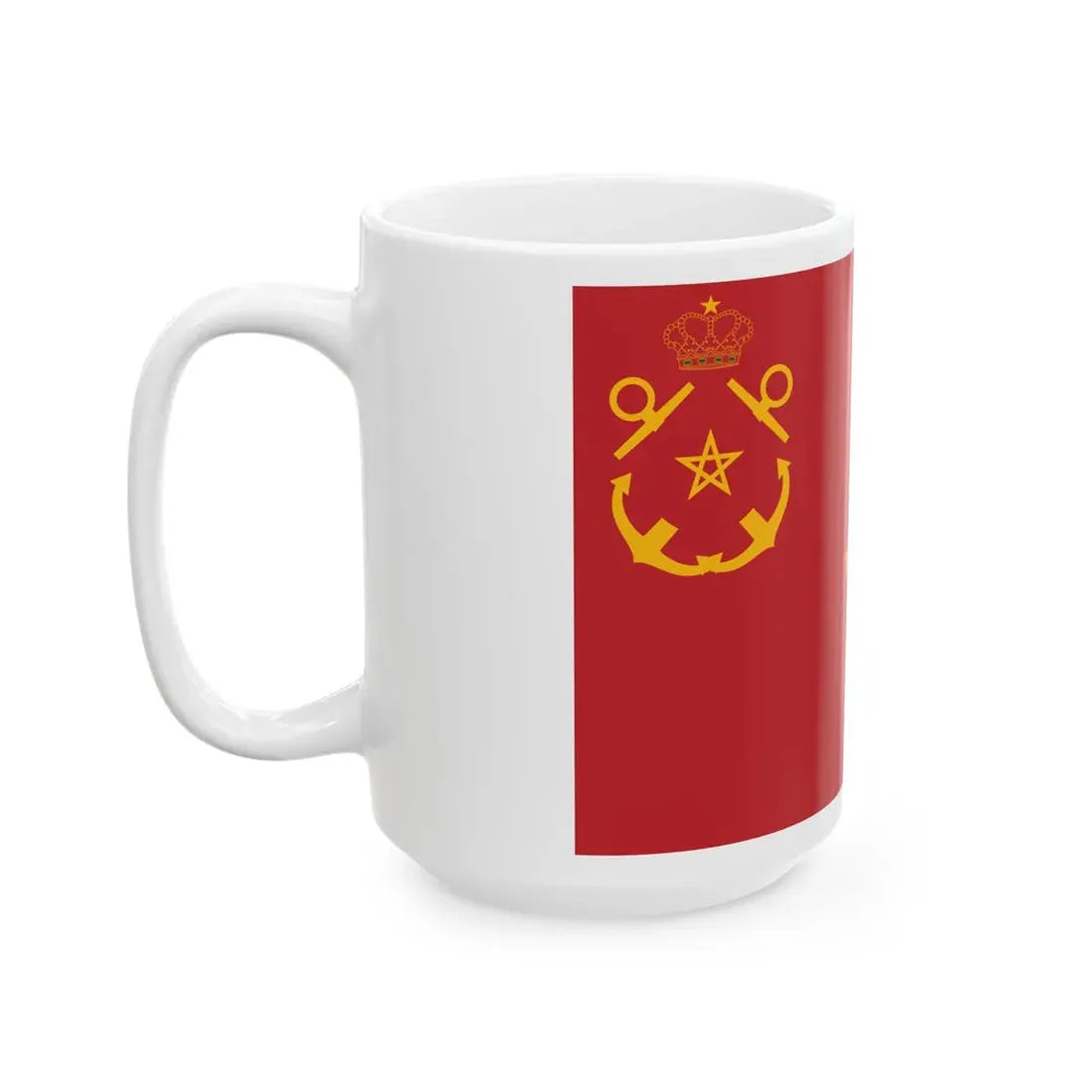 Rank flag of the Royal Moroccan Navy - Admiral ornamented crown (Morocco) White Coffee Mug - Go Mug Yourself
