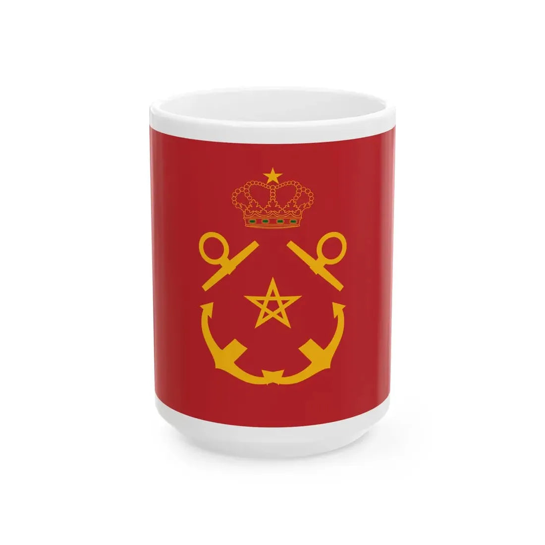 Rank flag of the Royal Moroccan Navy - Inspector of the Navy ornamented crown (Morocco) White Coffee Mug 15oz - Go Mug Yourself