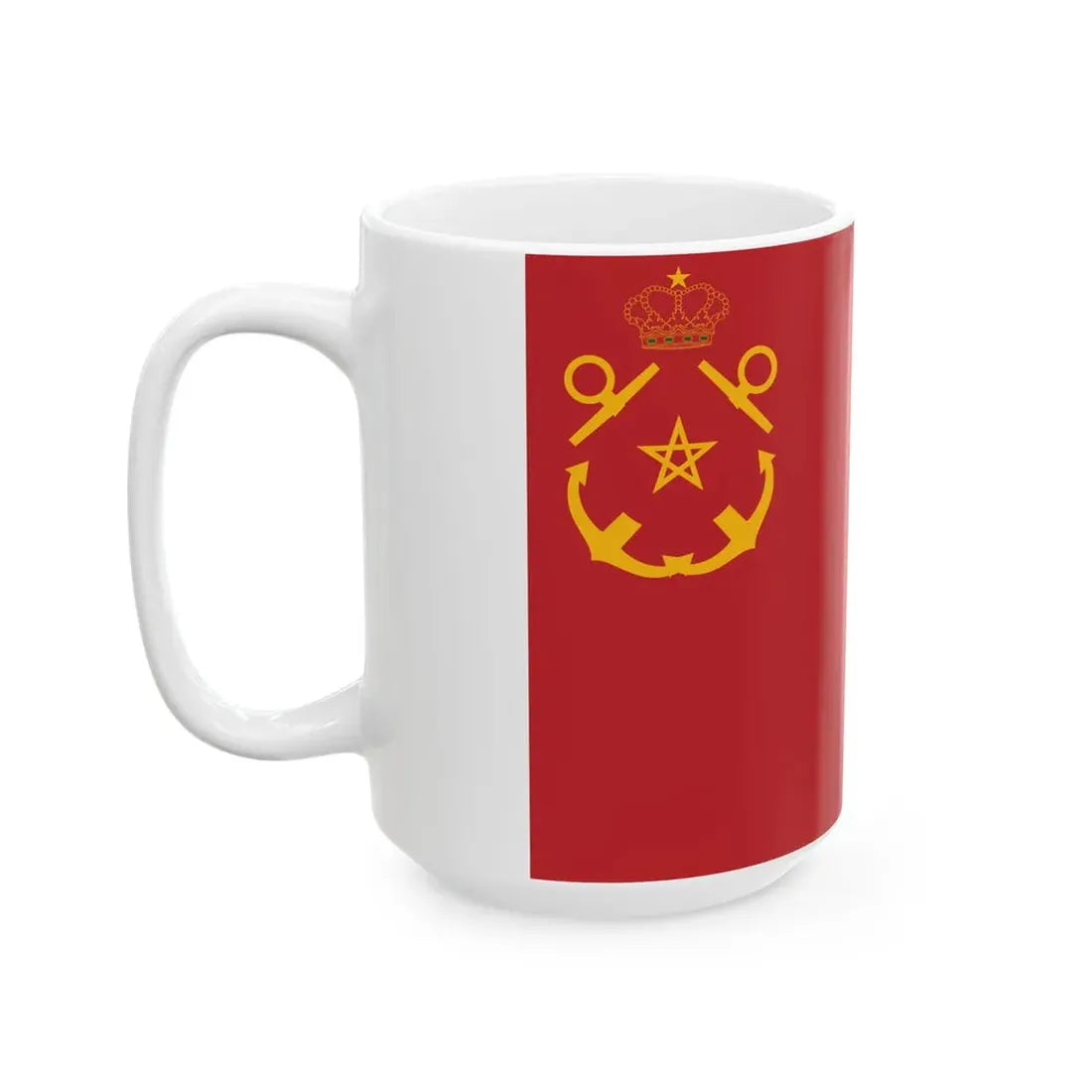 Rank flag of the Royal Moroccan Navy - Rear Admiral ornamented crown (Morocco) White Coffee Mug - Go Mug Yourself