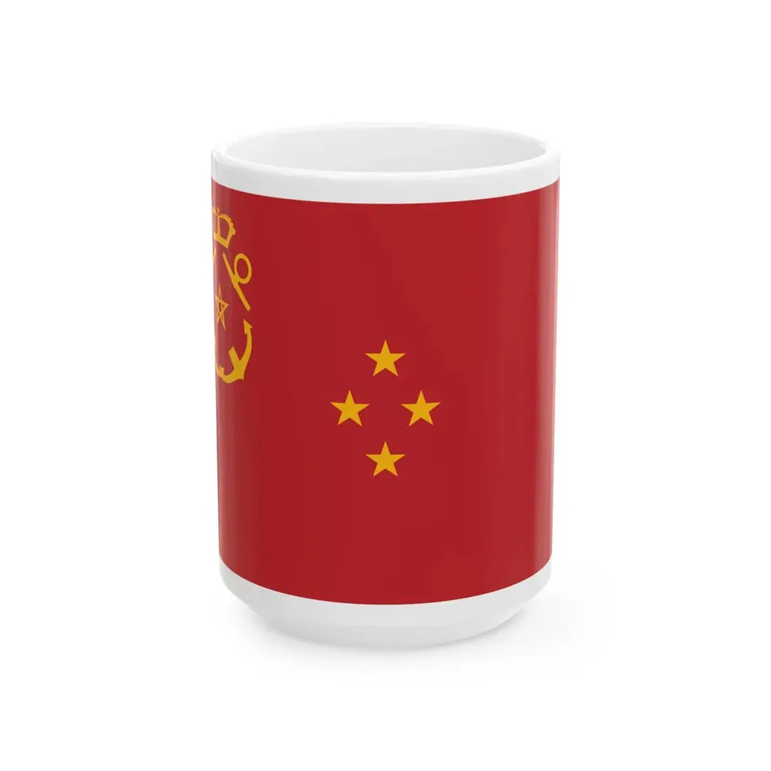 Rank flag of the Royal Moroccan Navy - Squadron vice-admiral (Morocco) White Coffee Mug 15oz - Go Mug Yourself