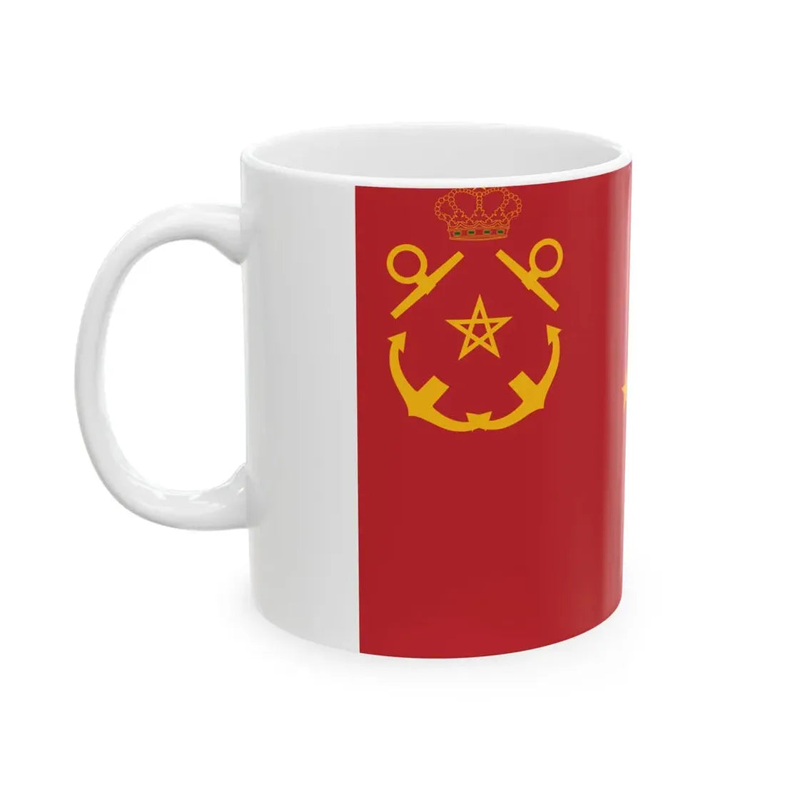 Rank flag of the Royal Moroccan Navy - Squadron vice-admiral ornamented crown (Morocco) White Coffee Mug - Go Mug Yourself