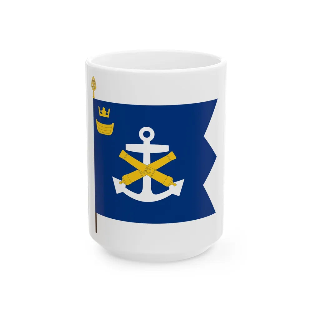 Rannikkoprikaatin lippu (Finland) White Coffee Mug 15oz - Go Mug Yourself