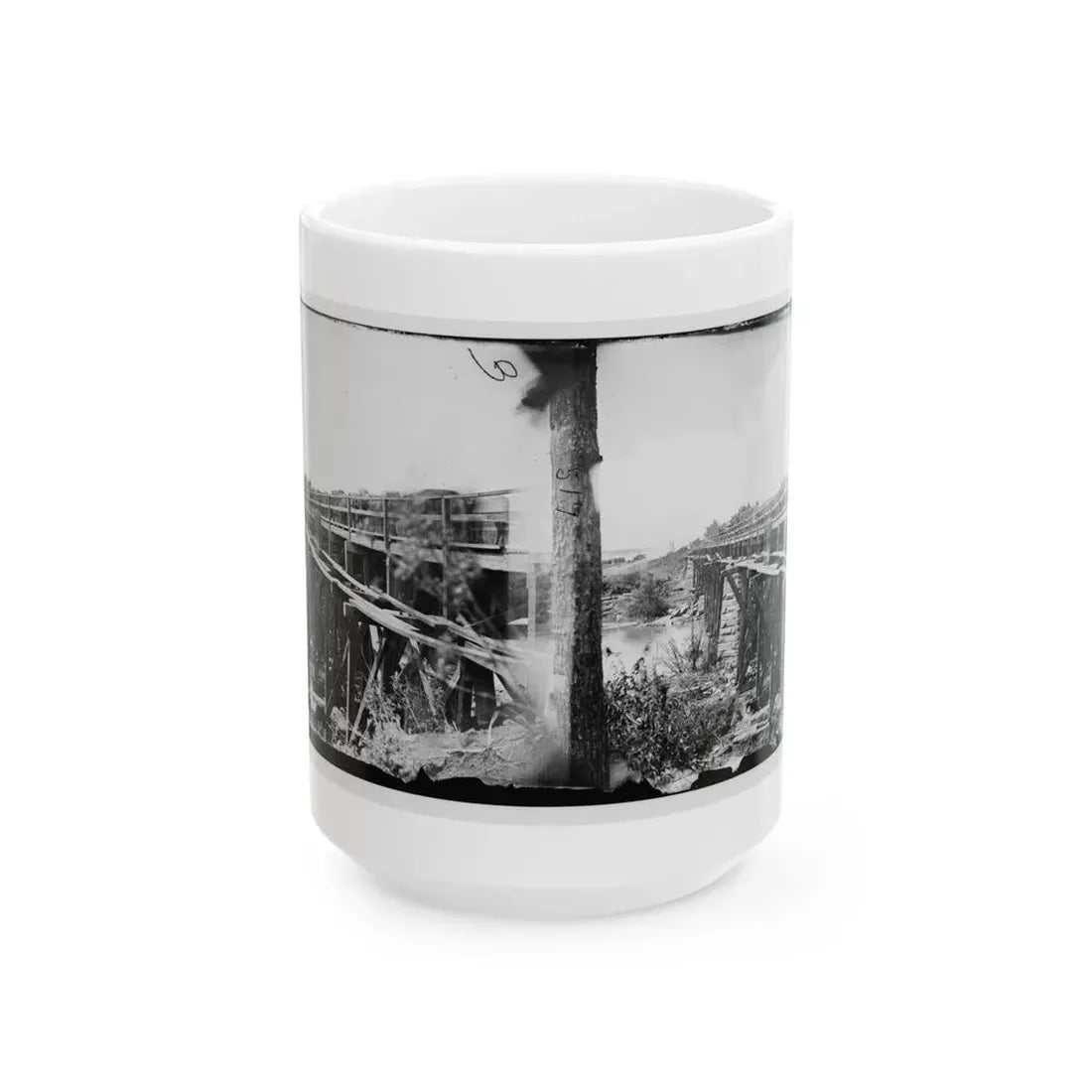 Rappahannock River, Va. Bridge, South View (U.S. Civil War) White Coffee Mug 15oz - Go Mug Yourself