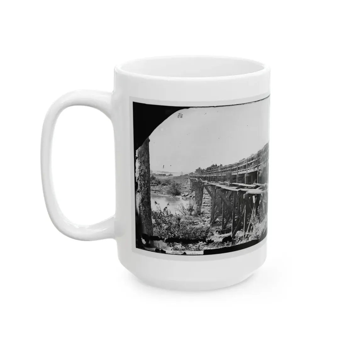 Rappahannock River, Va. Bridge, South View (U.S. Civil War) White Coffee Mug - Go Mug Yourself