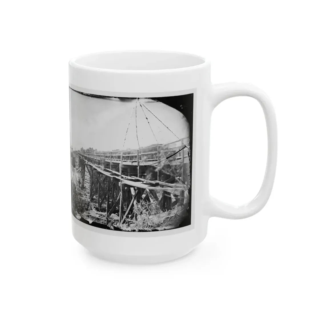 Rappahannock River, Va. Bridge, South View (U.S. Civil War) White Coffee Mug - Go Mug Yourself