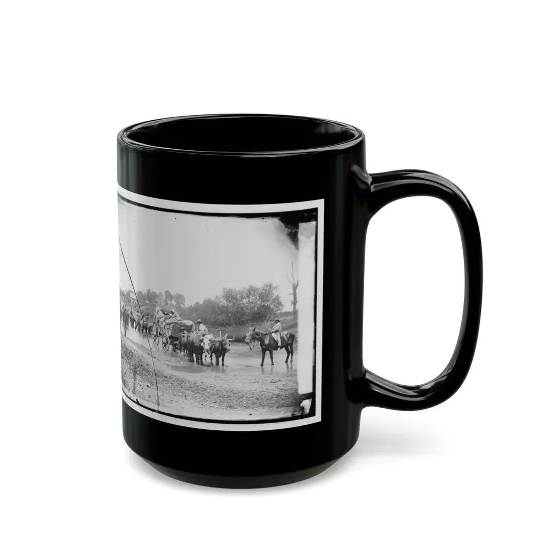 Rappahannock River, Va. Fugitive African Americans Fording The Rappahannock (U.S. Civil War) Black Coffee Mug - Go Mug Yourself