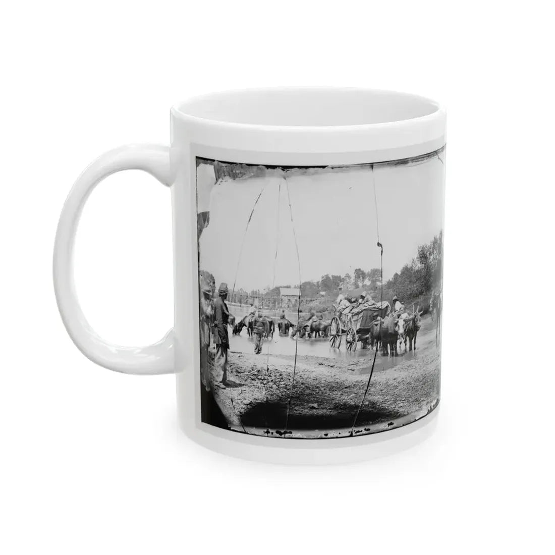 Rappahannock River, Va. Fugitive African Americans Fording The Rappahannock (U.S. Civil War) White Coffee Mug - Go Mug Yourself
