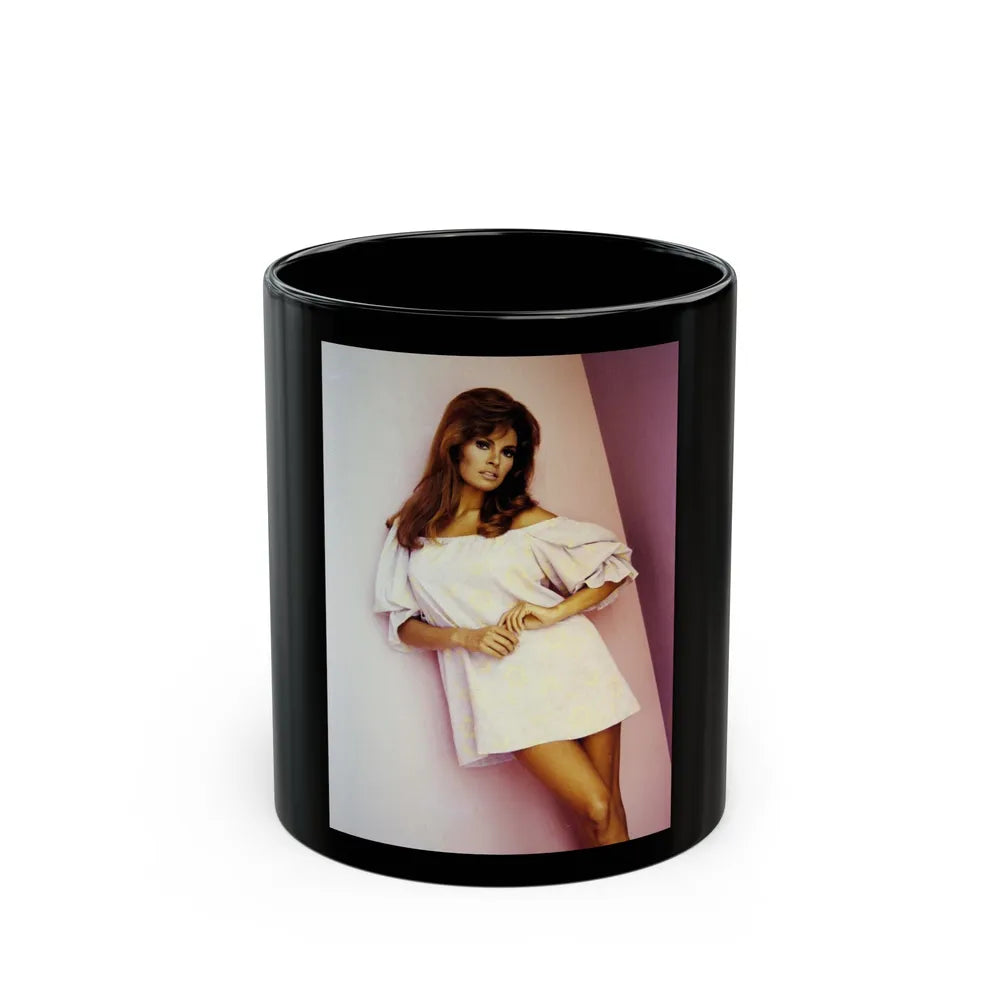 Raquel Welch #345 (Vintage Female Icon) Black Coffee Mug-11oz-Go Mug Yourself