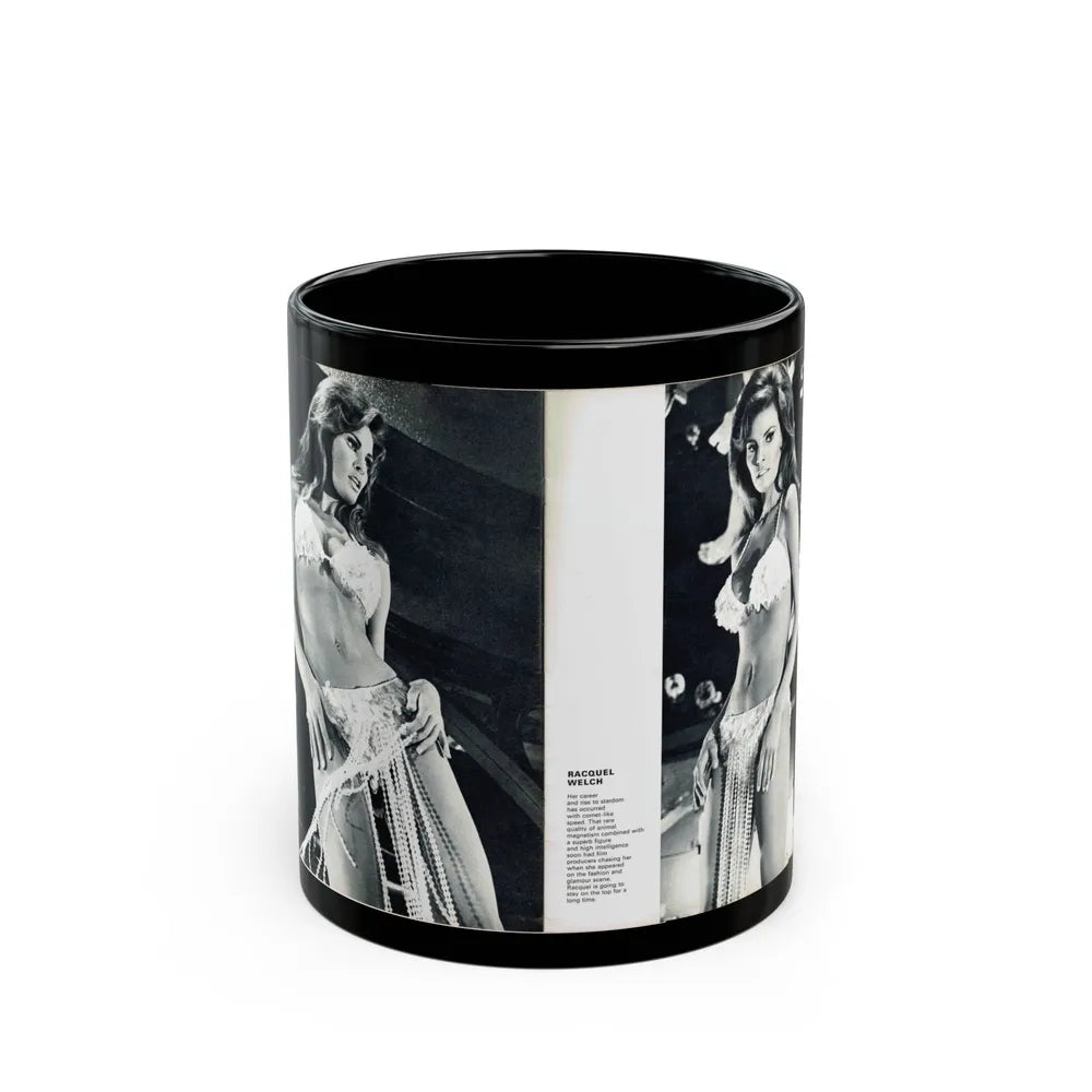 Raquel Welch #351 (Vintage Female Icon) Black Coffee Mug-11oz-Go Mug Yourself