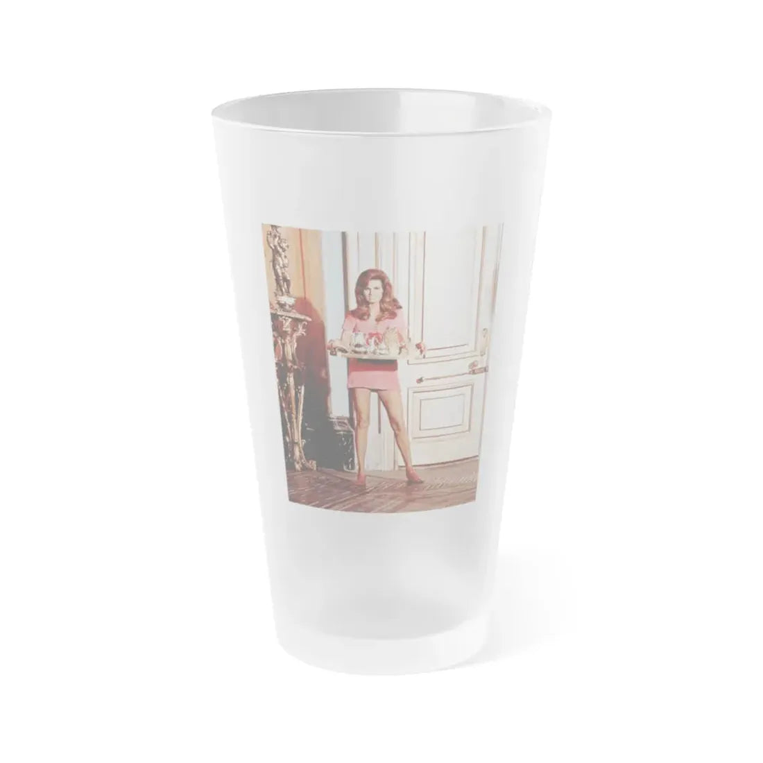Raquel Welch #407 (Vintage Female Icon) Frosted Pint Glass 16oz 16oz Frosted - Go Mug Yourself