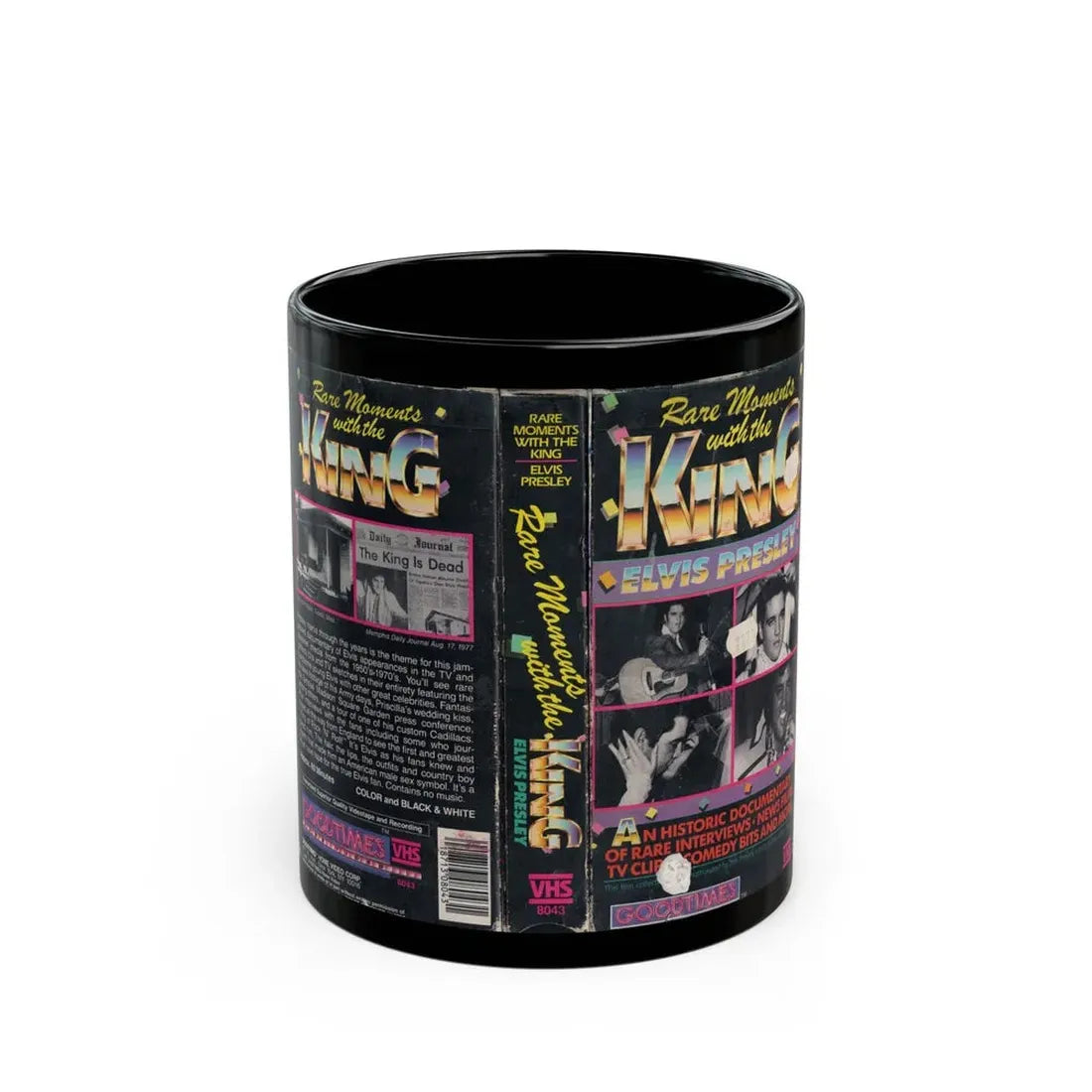 RARE MOMENTS WITH THE KING ELVIS PRESLEY (VHS COVER) - Black Coffee Mug 11oz - Go Mug Yourself